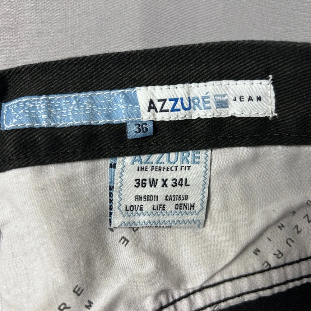 Vintage Y2K AZZURE Mens Jeans‎ 36x34 Black Straight Leg Baggy NEW NWOT